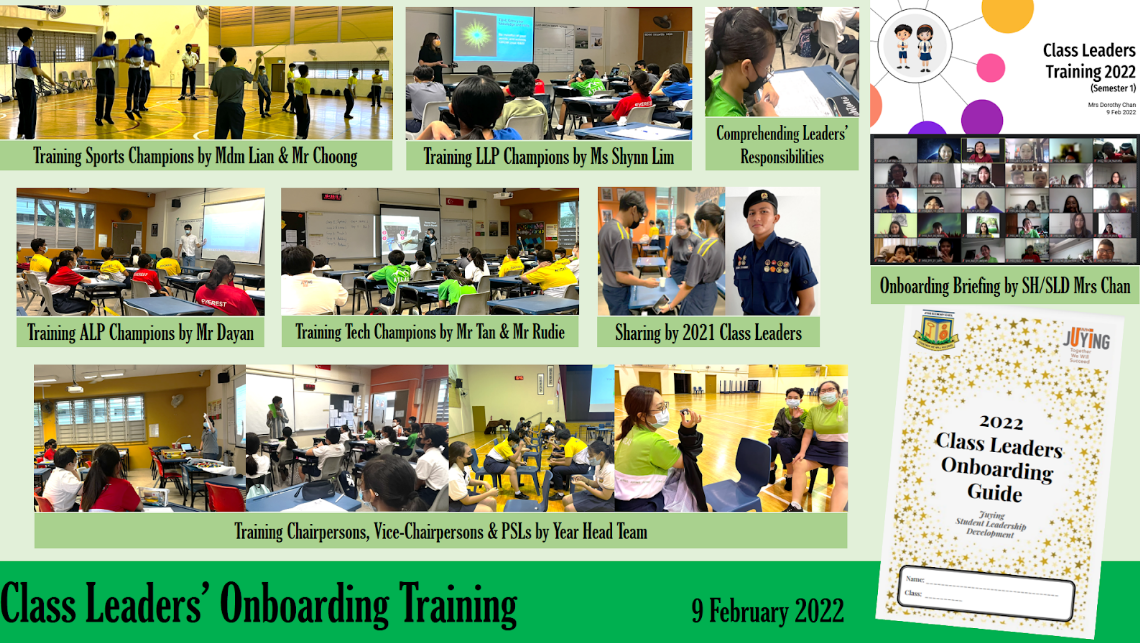 Collage of photos from a Class Leaders Onboarding Training event held on 9 February 2022 at a school.